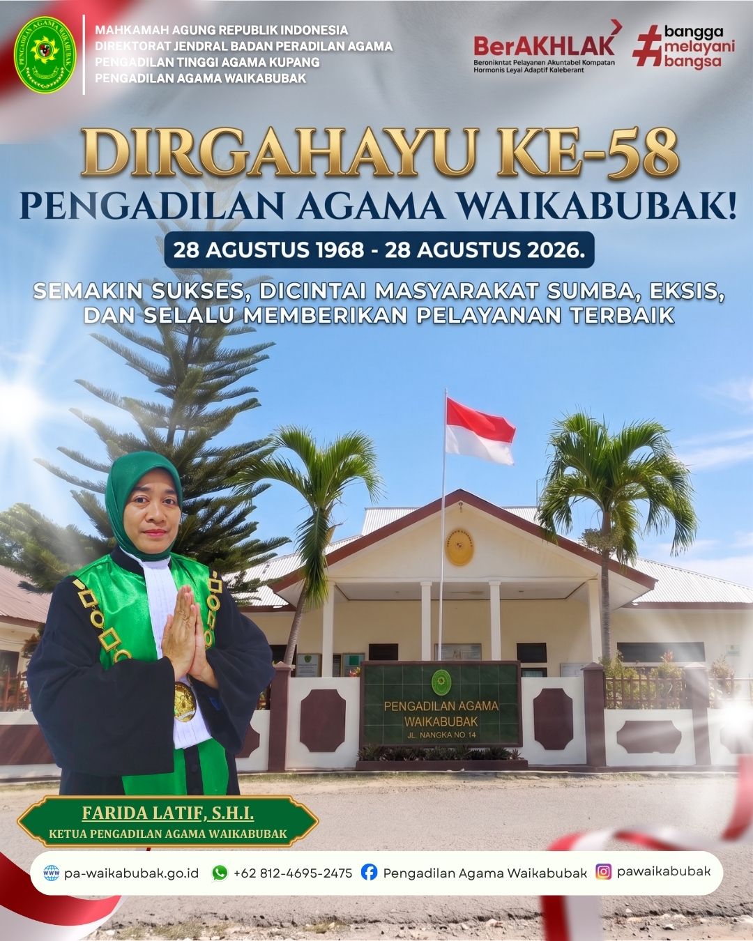 Genap Berusia 58 Tahun, PA Waikabubak Komitmen Tingkatkan Pelayanan Hukum Prima bagi Masyarakat Sumba