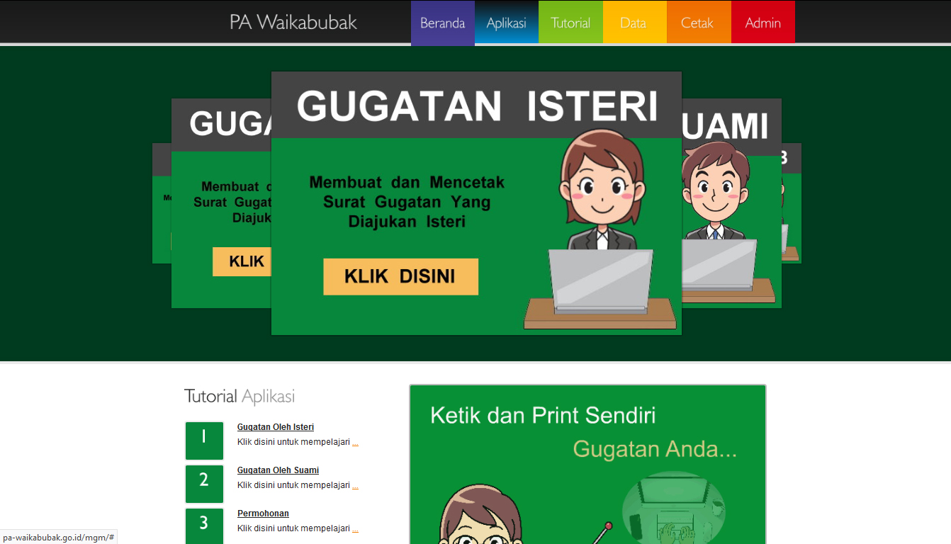 Untuk Mempermudah Pembuatan Guagatan, PA Waikabubak Menggunakan Aplikasi Online Gugatan Mandiri