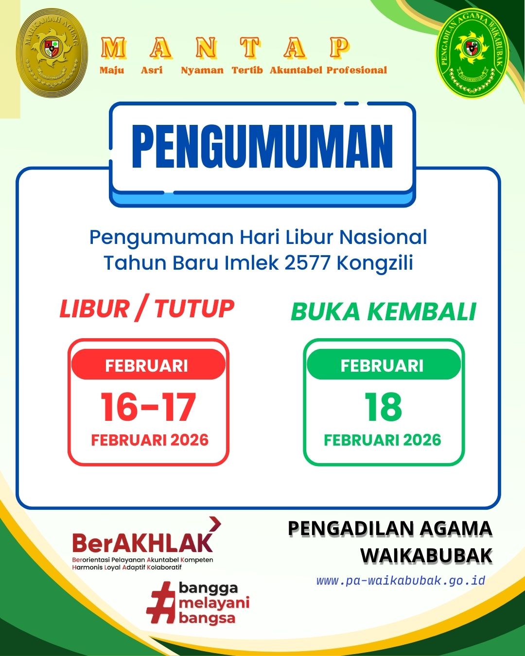 Pengumuman Hari Libur Nasional Tahun Baru Imlek 2577 Kongzili